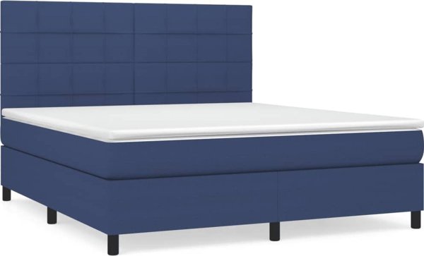vidaXL Κρεβάτι continental με στρώμα, μπλε, ύφασμα, 180x200cm