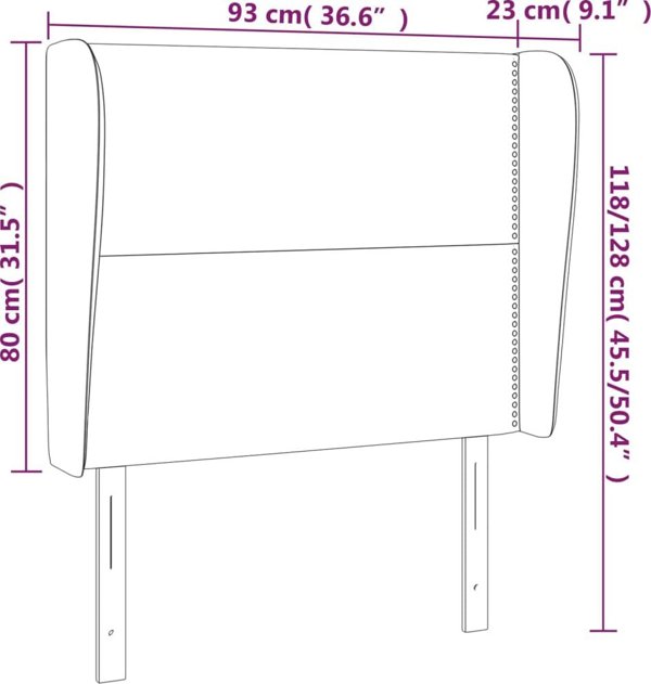 vidaXL Μπορντούρα προσκέφαλου Uszak, σκούρο γκρι, 93x23x118/128 cm, ύφασμα