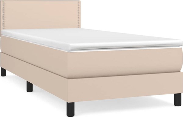 vidaXL Κρεβάτι Kontynentalne με Στρώμα, Cappuccino, Οικολογικό Δέρμα 80x200cm