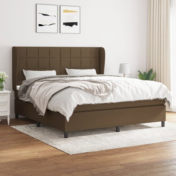 vidaXL Κρεβάτι continental με στρώμα, καφέ, ύφασμα, 160x200 cm