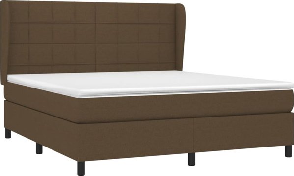 vidaXL Κρεβάτι continental με στρώμα, καφέ, ύφασμα, 160x200 cm