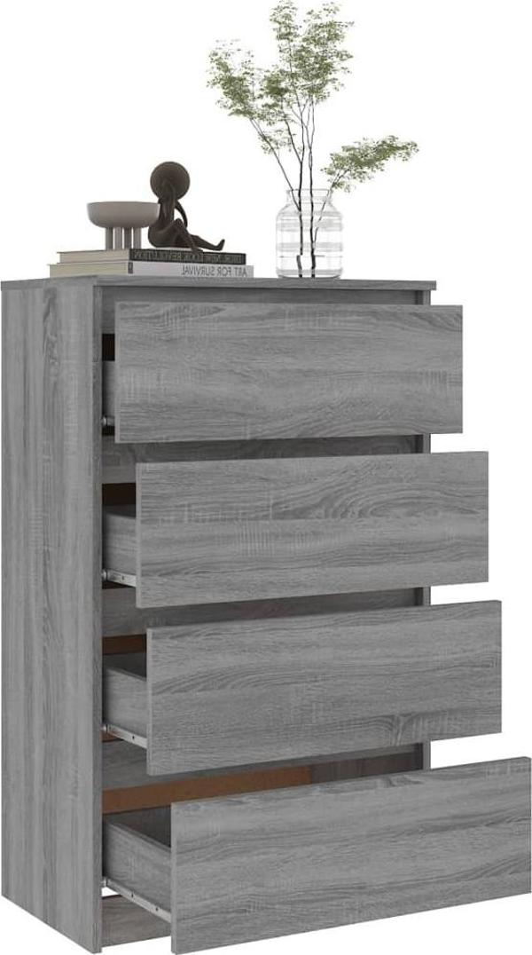 vidaXL Συρταριέρα, σε απόχρωση Sonoma Γκρι Δρυς, 60x35x98,5 εκ.