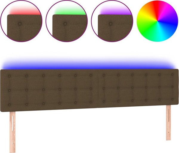 vidaXL Zaglowek do lozka z LED, ciemnobrazowy, 180x5x78/88 cm, tkanina