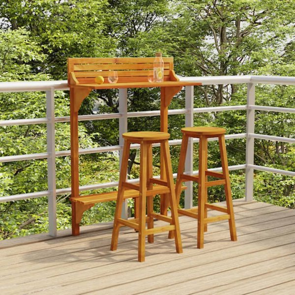 vidaXL vidaXL 3-cz. zestaw mebli barowych na balkon, lite drewno akacjowe