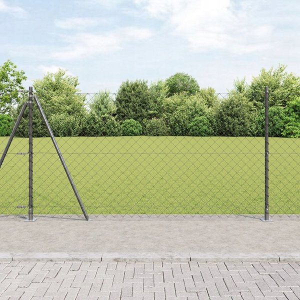 vidaXL Περίφραξη με Πλέγμα Αλυσίδας 1.2x25m, 13 Γαλβανισμένες Κολόνες, Ατσάλινη