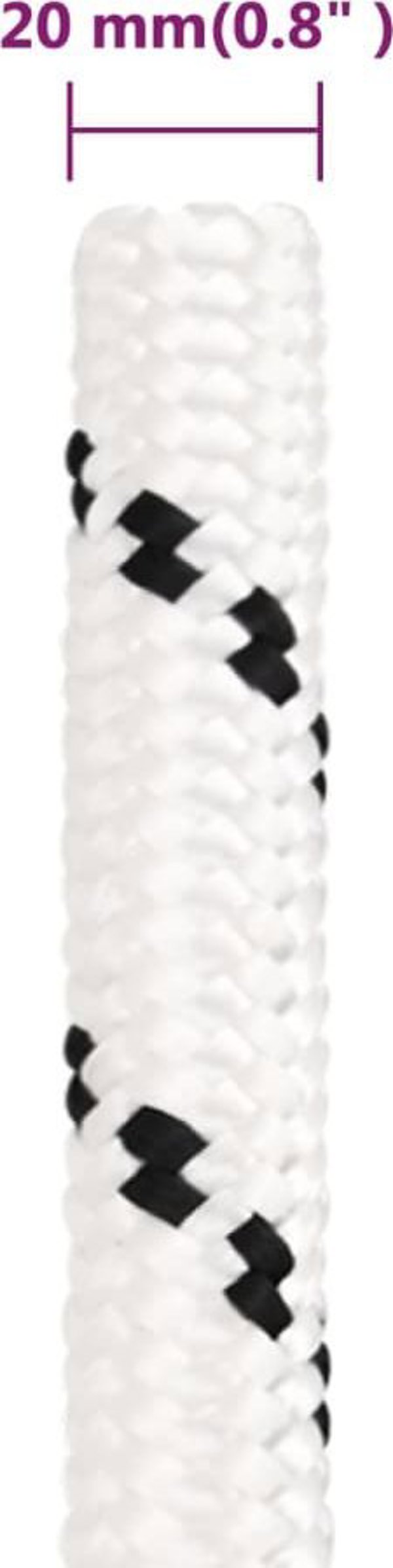 vidaXL Πλεγμένο ναυτικό σχοινί, λευκό, 20 mm x 50 m, πολυεστέρας
