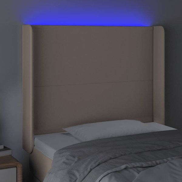 vidaXL Zaglowek do lotka z LED cappuccino 93x16x118/128 cm ekoskora