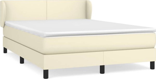 vidaXL Κρεβάτι kontynentalne με στρώμα, κρεμ, οικοδερμα 140x190 cm