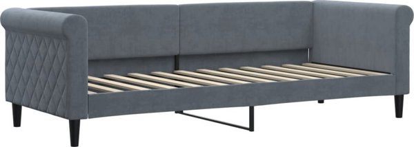 vidaXL Sofa rozsuwana z materacami, ciemnoszara, 80x200 cm, aksamit