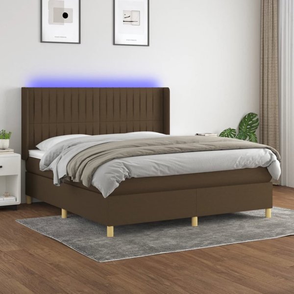 vidaXL Λουτζκο κοντινενταλ με στρωμα, καφέ, 160x200 cm, ύφασμα