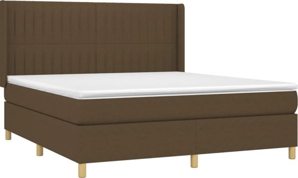 vidaXL Λουτζκο κοντινενταλ με στρωμα, καφέ, 160x200 cm, ύφασμα