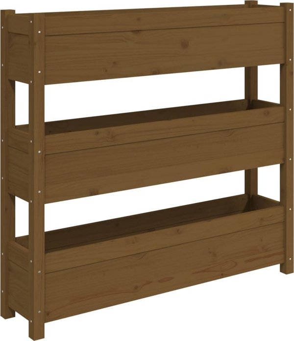 vidaXL Γλάστρα, μέλι καφέ, 112x25x104,5 cm, συμπαγές πεύκο
