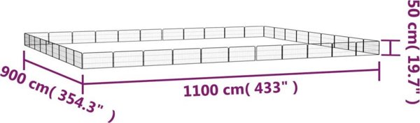 vidaXL vidaXL Kojec dla psa, 40 panele, czarny, 100x50 cm, stal