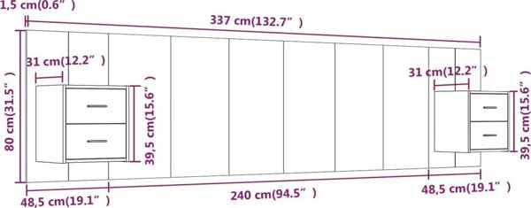 vidaXL Κεφαλάρι με ντουλαπάκια, καπνιστή δρυς, από υλικό ξύλου