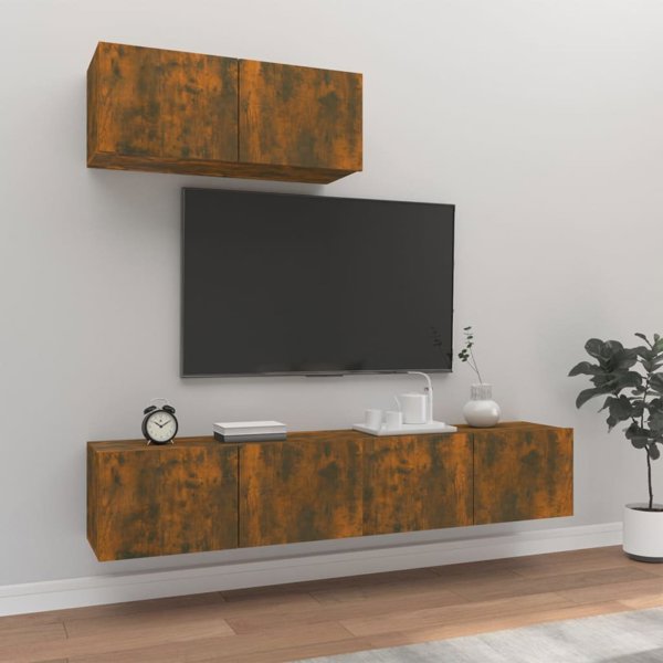 vidaXL Σετ 3 επίπλων TV, καπνιστή δρυς, ξυλοειδές υλικό