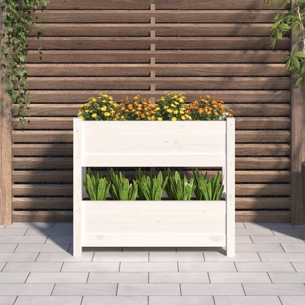 vidaXL Donica λευκή 77x25x66 cm από μασίφ πεύκο
