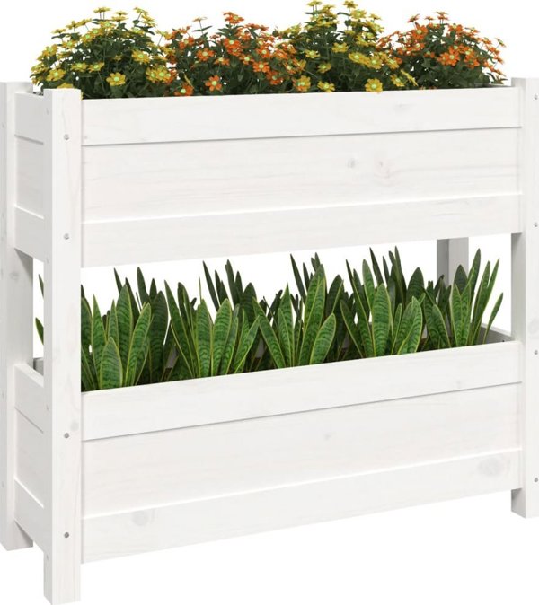 vidaXL Donica λευκή 77x25x66 cm από μασίφ πεύκο