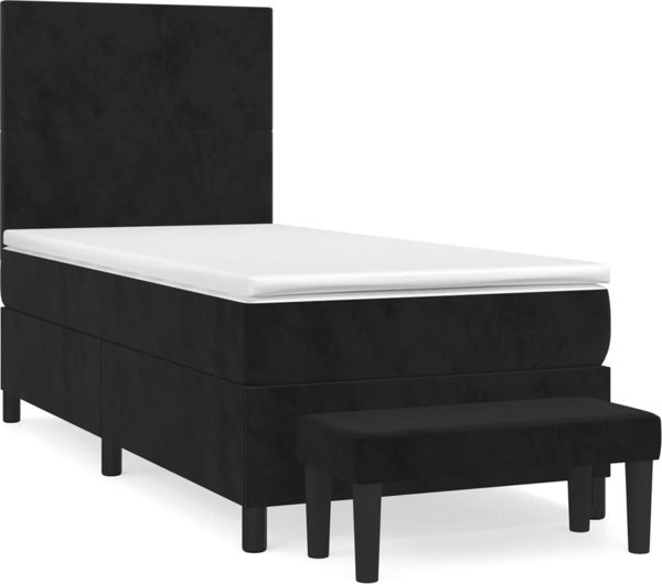 vidaXL Κρεβάτι kontynentalne με στρώμα, μαύρο, βελούδο, 80x200cm