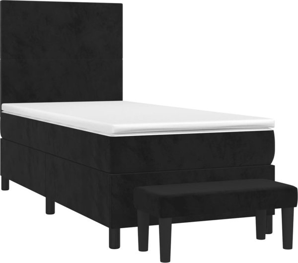 vidaXL Κρεβάτι kontynentalne με στρώμα, μαύρο, βελούδο, 80x200cm