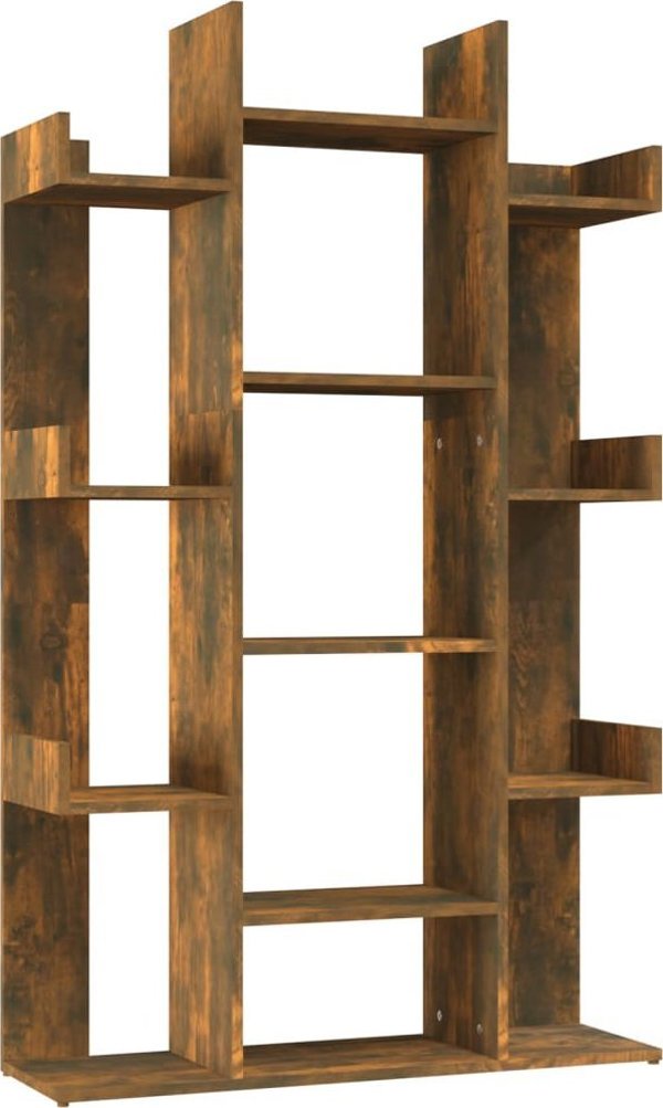 vidaXL Ράφι βιβλίων, καπνιστή δρυς, 86x25,5x140 cm