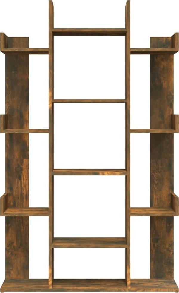 vidaXL Ράφι βιβλίων, καπνιστή δρυς, 86x25,5x140 cm