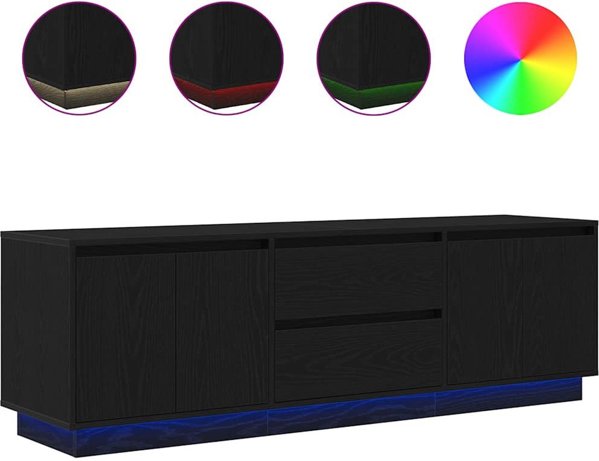 vidaXL Έπιπλο Τηλεόρασης με LED Φωτισμό, Μαύρη Δρυς, 160,5x41x50 εκ.