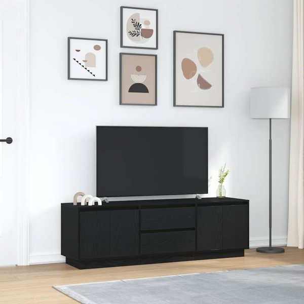 vidaXL Έπιπλο Τηλεόρασης με LED Φωτισμό, Μαύρη Δρυς, 160,5x41x50 εκ.