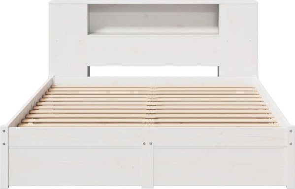 vidaXL Κρεβάτι με ράφι, χωρίς στρώμα, λευκό, 120x200 εκ., πεύκο