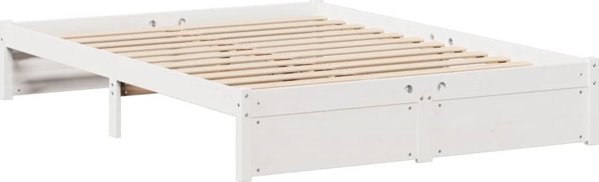vidaXL Κρεβάτι με ράφι, χωρίς στρώμα, λευκό, 120x200 εκ., πεύκο