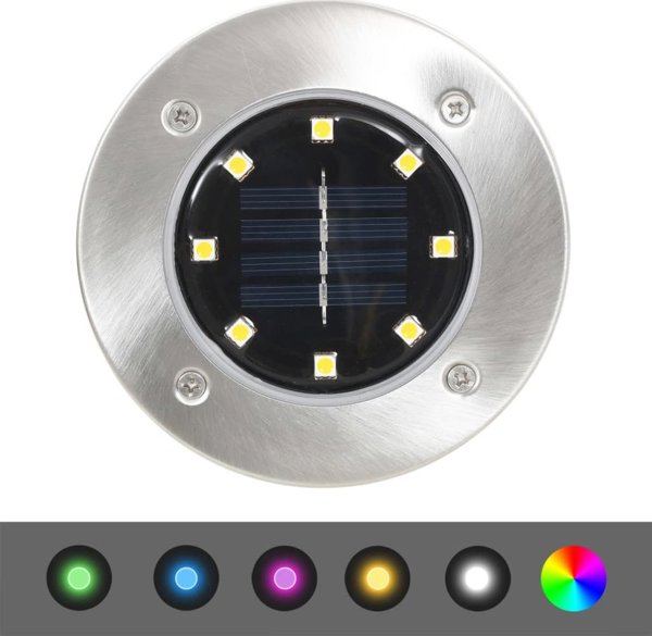 vidaXL SOLARNE LAMPY GRUNTOWE LED 8 SZT. KOLORY RGB