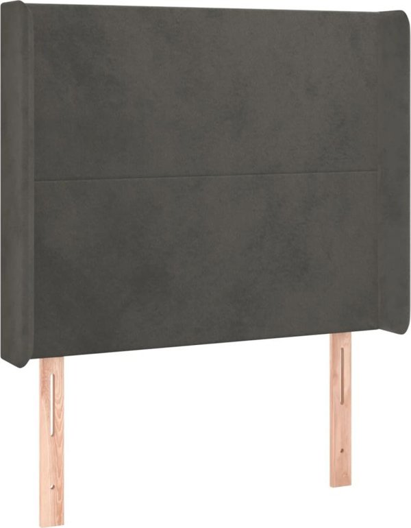 vidaXL Zaglowek do lozka z LED, ciemnoszary, 93x16x118/128 cm, aksamit