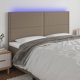 vidaXL Zaglowek do lozka me LED, taupe, 200x5x118/128 cm, tkanina