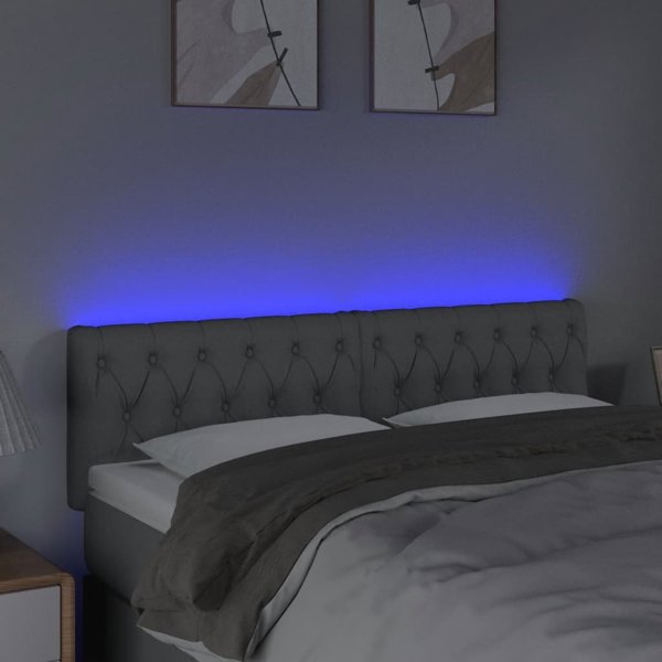 vidaXL κεφαλάρι για κρεβάτι με LED ανοιχτό γκρι 160x7x78/88 cm ύφασμα