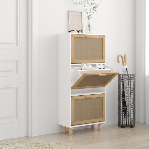 vidaXL Szafka na buty, biala, 52x25x115 cm, material drewnopochodny