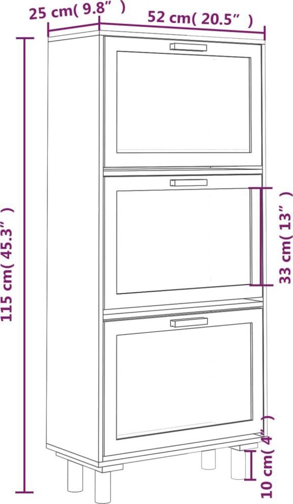 vidaXL Szafka na buty, biala, 52x25x115 cm, material drewnopochodny