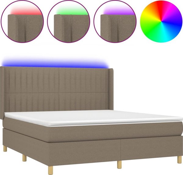 vidaXL Κρεβάτι κοντινεντάλ με στρώμα, taupe, 160x200 cm, ύφασμα
