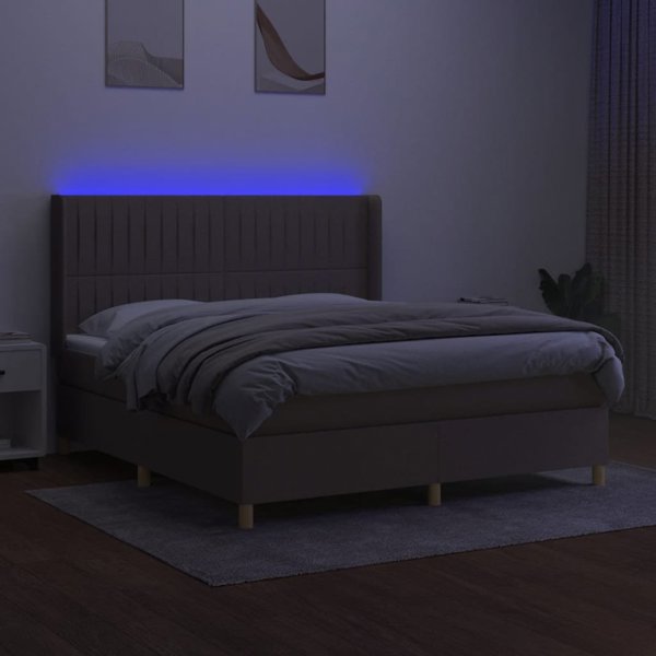 vidaXL Κρεβάτι κοντινεντάλ με στρώμα, taupe, 160x200 cm, ύφασμα