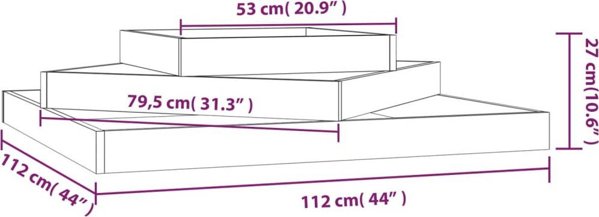 vidaXL Donica, 112x112x27 cm, lite drewno sosnowe
