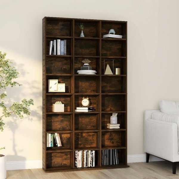 vidaXL Ντουλάπι για CD, καπνισμένη δρυς, 102x23x177,5 cm