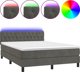 vidaXL Λούτζκο κοντινεντάλ με στρώμα και LED, γκρι βελούδο, 140x200 εκ.