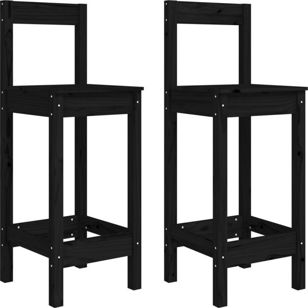 vidaXL Σκαμπό μπαρ, σετ 2 τεμάχια, μαύρα, 40x41,5x112 cm, πεύκο