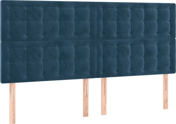 vidaXL Zaglowek do lozka z LED, ciemnoniebieski, 160x5x118/128 cm