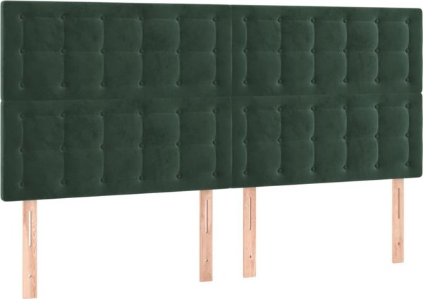 vidaXL Zaglowki do lozka, 4 szt., ciemnozielone, 90x5x78/88cm, aksamit