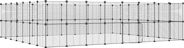 vidaXL Klatka dla zwierzat z bramka, 60 paneli, czarna, 35x35 cm, stal