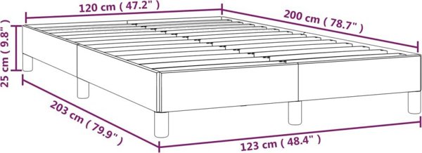 vidaXL Κορνίζα Κρεβατιού, σκούρο καφέ, 120x200 εκ., επενδεδυμένη με ύφασμα
