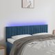 vidaXL Κεφαλάρι για κρεβάτι με LED, σκούρο μπλε, 144x5x78/88 cm, βελούδο
