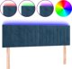 vidaXL Κεφαλάρι για κρεβάτι με LED, σκούρο μπλε, 144x5x78/88 cm, βελούδο