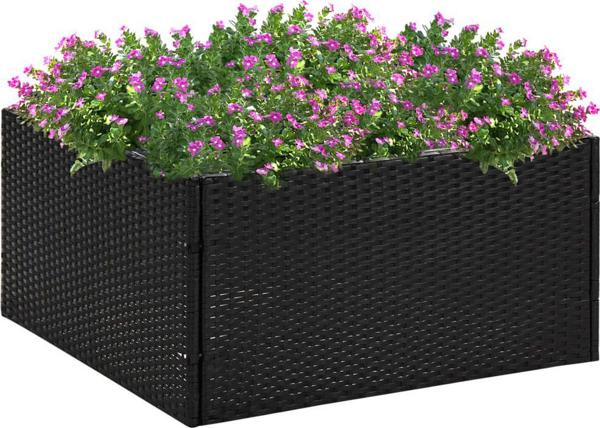 vidaXL Donica ogrodowa, czarna, 80x80x40 cm, rattan PE