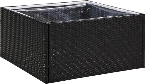 vidaXL Donica ogrodowa, czarna, 80x80x40 cm, rattan PE