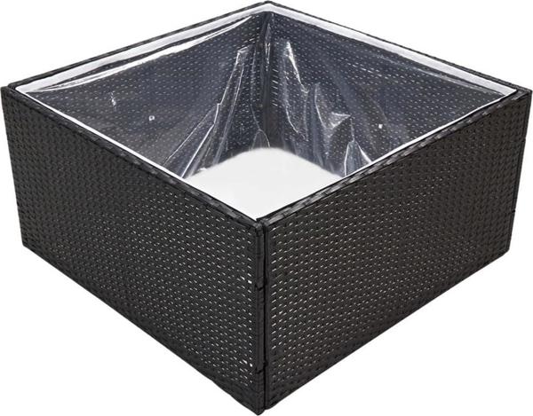 vidaXL Donica ogrodowa, czarna, 80x80x40 cm, rattan PE